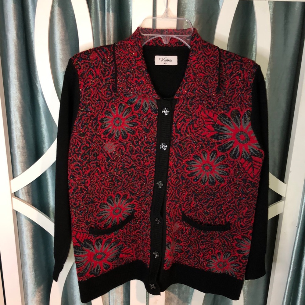 Graphic Pattern Button Front Cardigan - image 1
